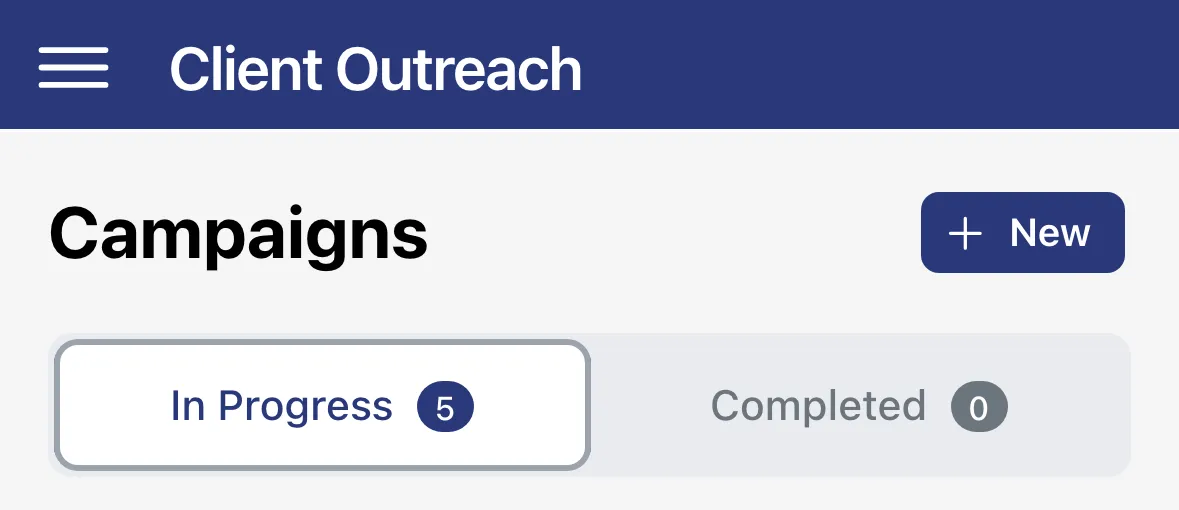 The Client Outreach page with campaigns and templates